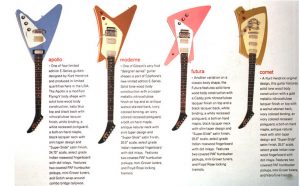 epiphone catalog featuring moderne, comet etc